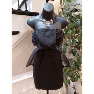 American Threads Dress Women Medium Black Strapless Mini Bow Party Cocktail